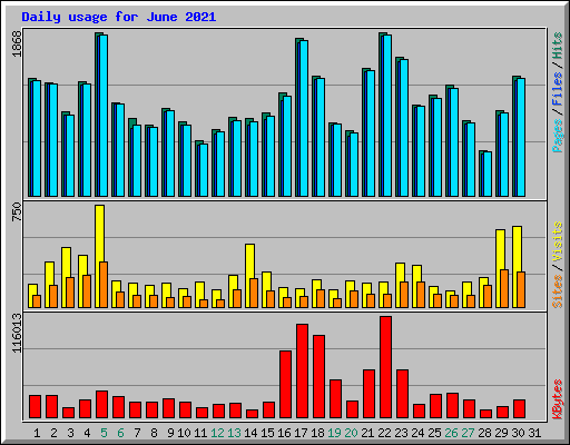 Daily usage for June 2021